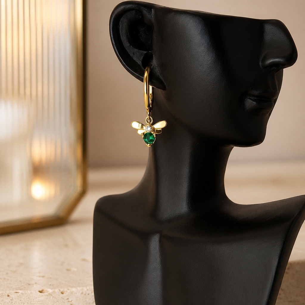 Bee Emerald Earrings