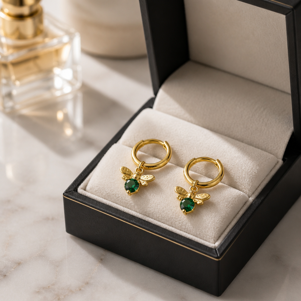 Bee Emerald Earrings