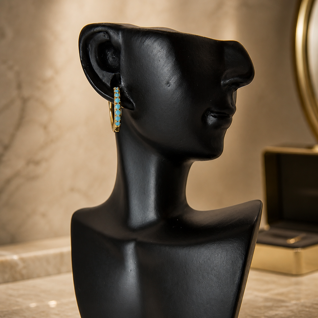 Blue Circle Hoop Earrings