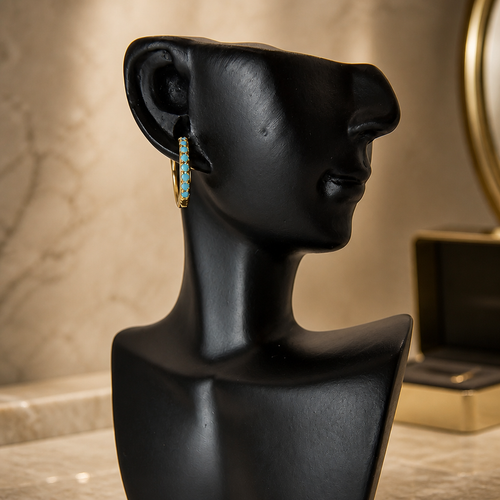 Blue Circle Hoop Earrings