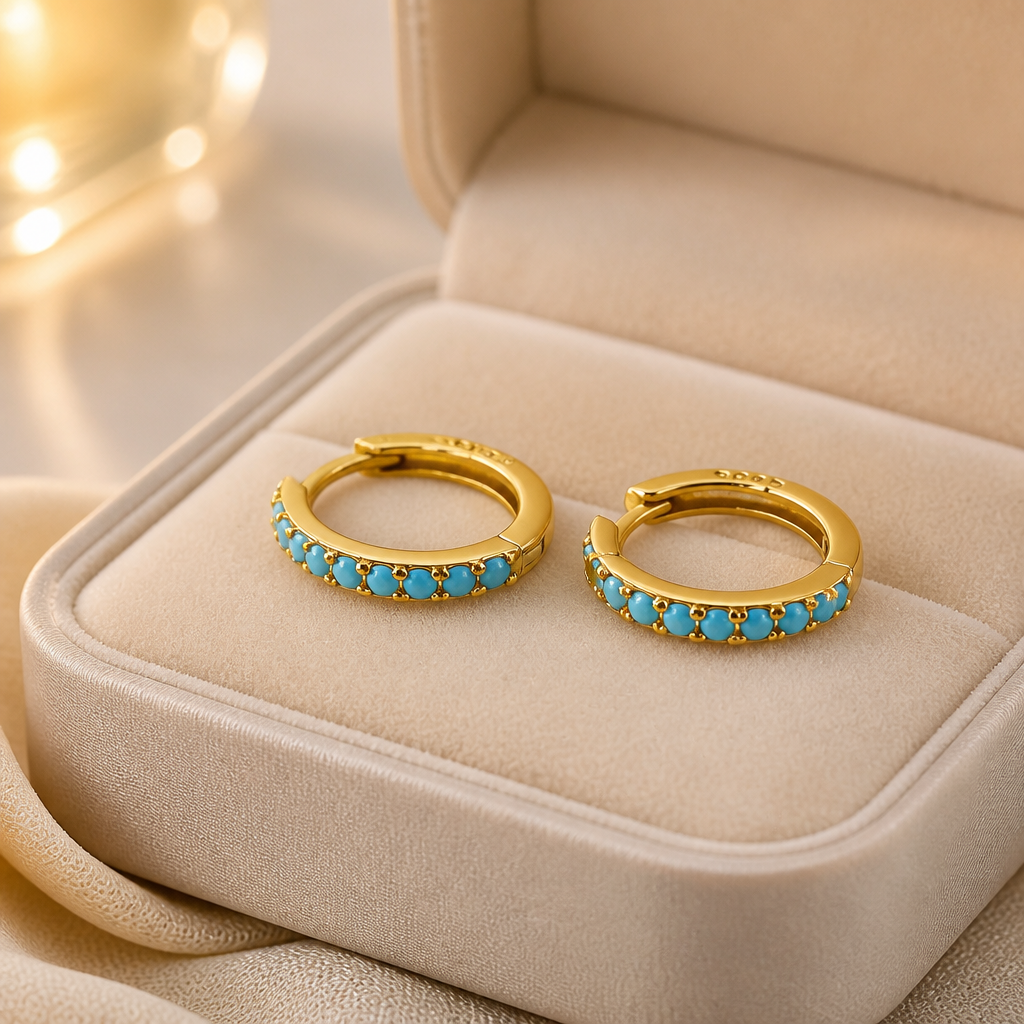 Blue Circle Hoop Earrings