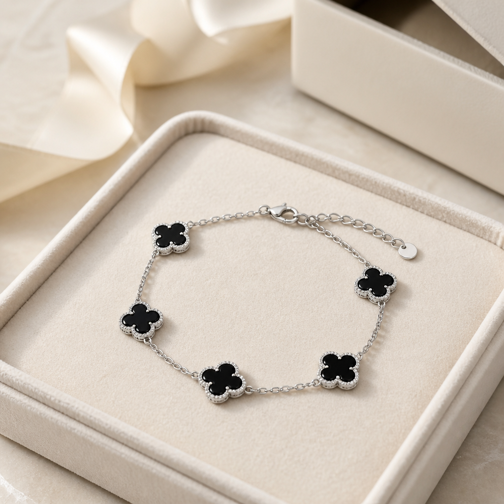 Black Leaf Clover Bracelet