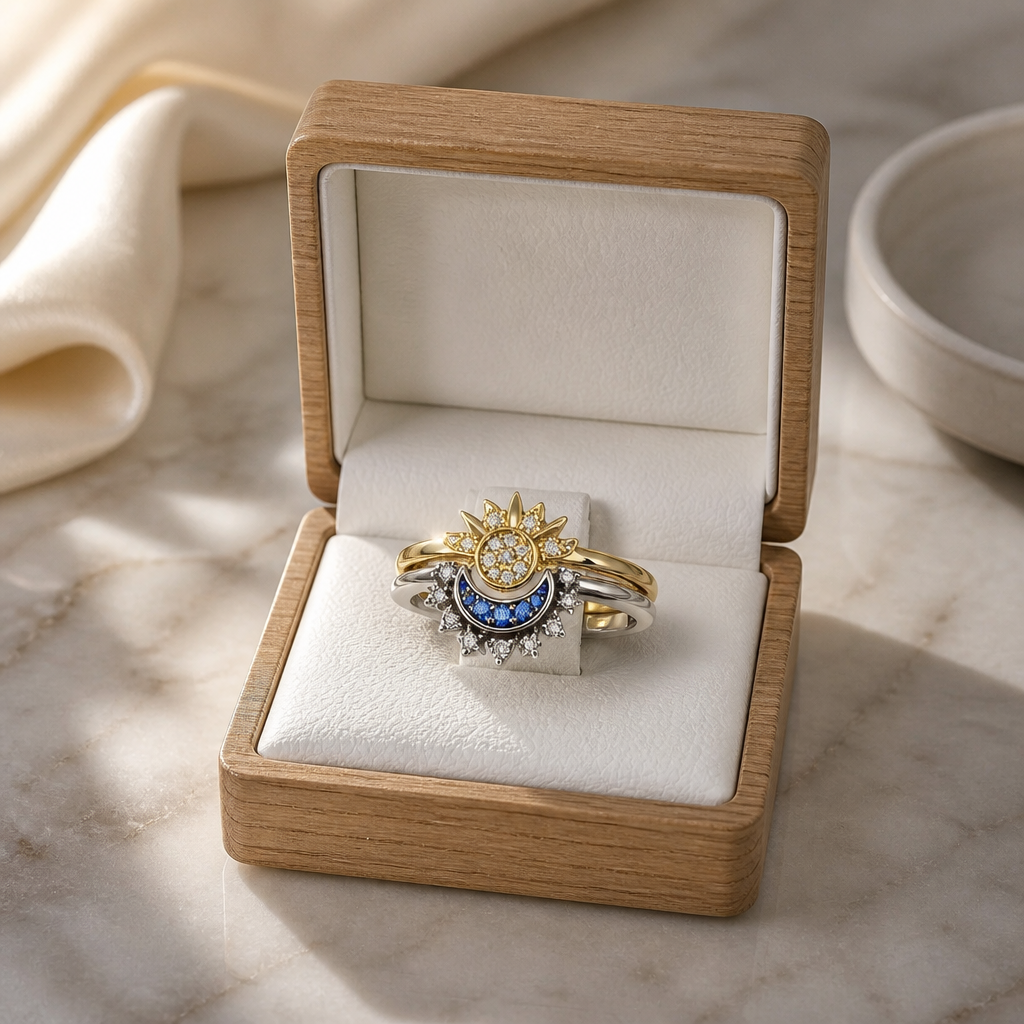 celestial sun & moon ring set