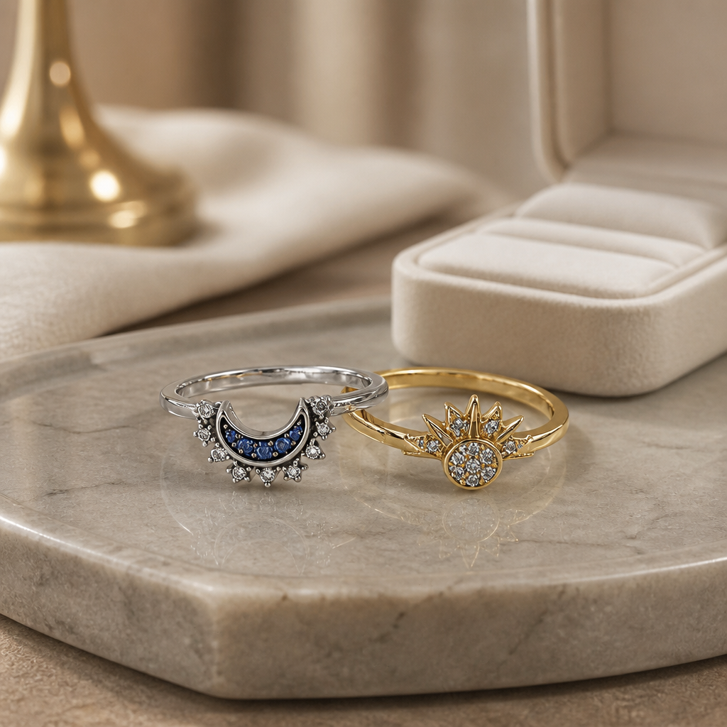celestial sun & moon ring set